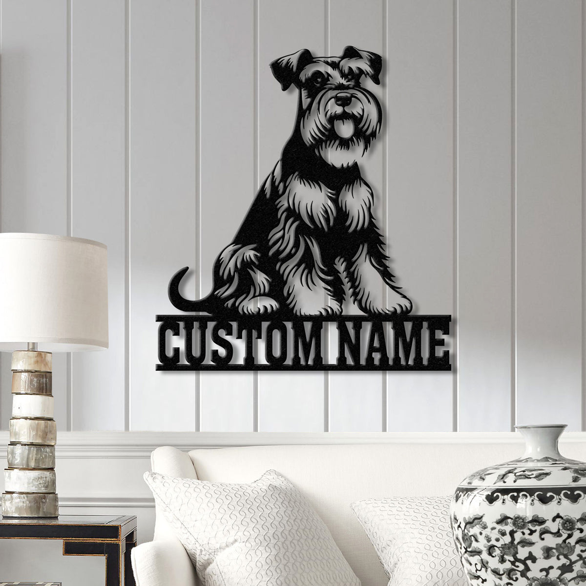 Metal Schnauzer Sign with LED Light, Custom Schnauzer Dog Decor, Personalized Dog House Sign, Schnauzer Metal Wall Art, Pet Lover Gift