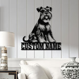 Metal Schnauzer Sign with LED Light, Custom Schnauzer Dog Decor, Personalized Dog House Sign, Schnauzer Metal Wall Art, Pet Lover Gift