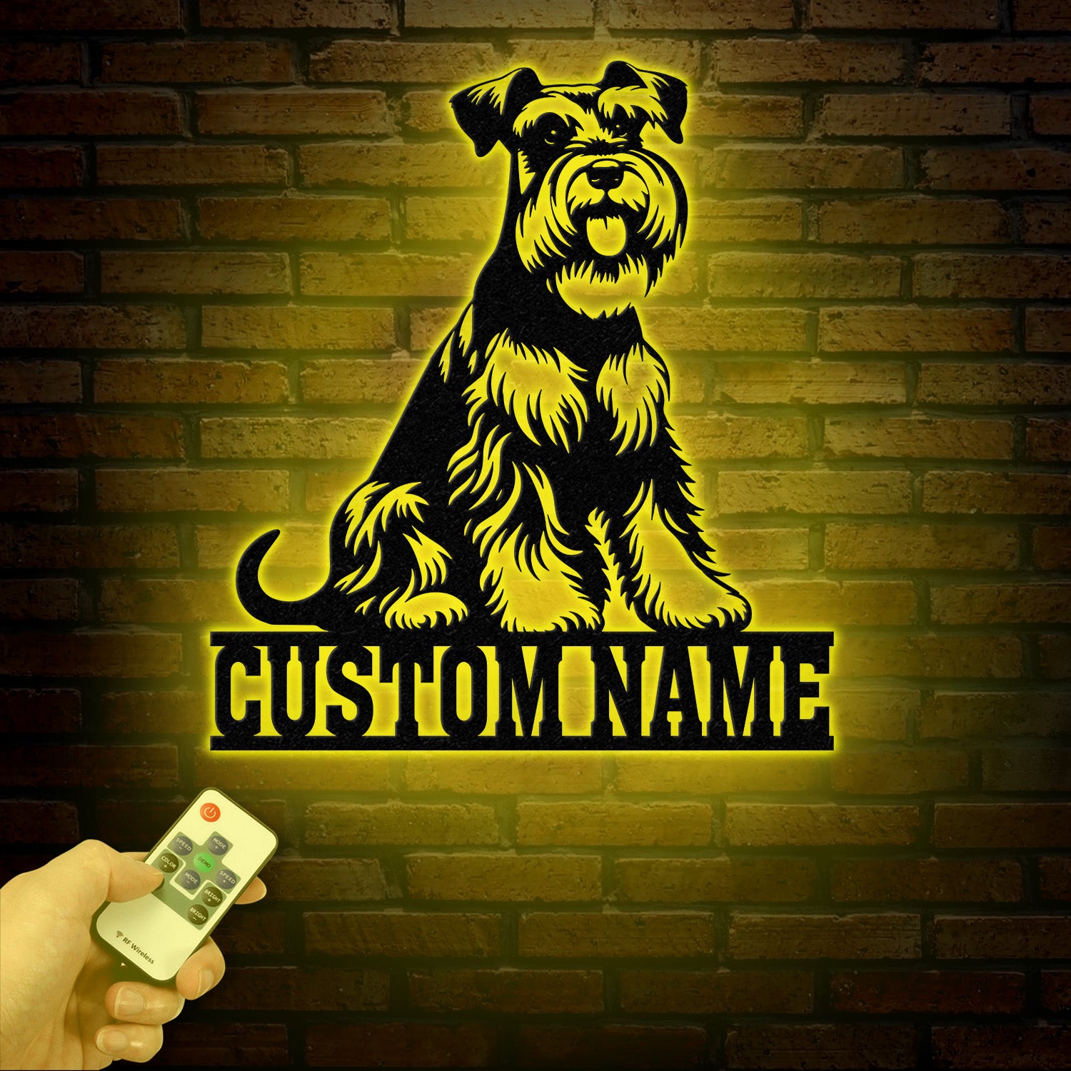 Metal Schnauzer Sign with LED Light, Custom Schnauzer Dog Decor, Personalized Dog House Sign, Schnauzer Metal Wall Art, Pet Lover Gift