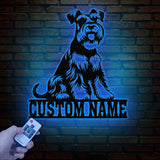 Metal Schnauzer Sign with LED Light, Custom Schnauzer Dog Decor, Personalized Dog House Sign, Schnauzer Metal Wall Art, Pet Lover Gift