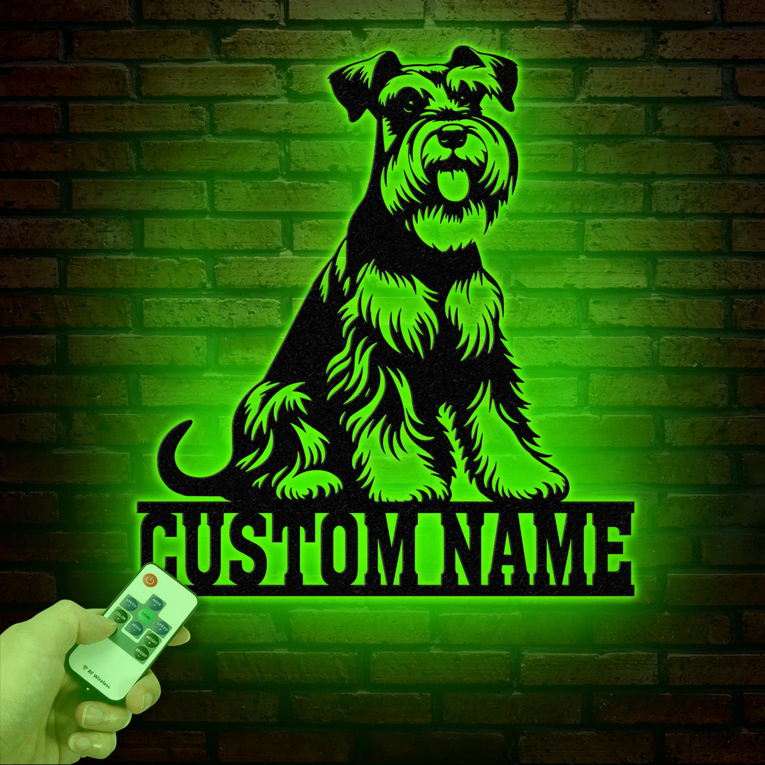 Metal Schnauzer Sign with LED Light, Custom Schnauzer Dog Decor, Personalized Dog House Sign, Schnauzer Metal Wall Art, Pet Lover Gift
