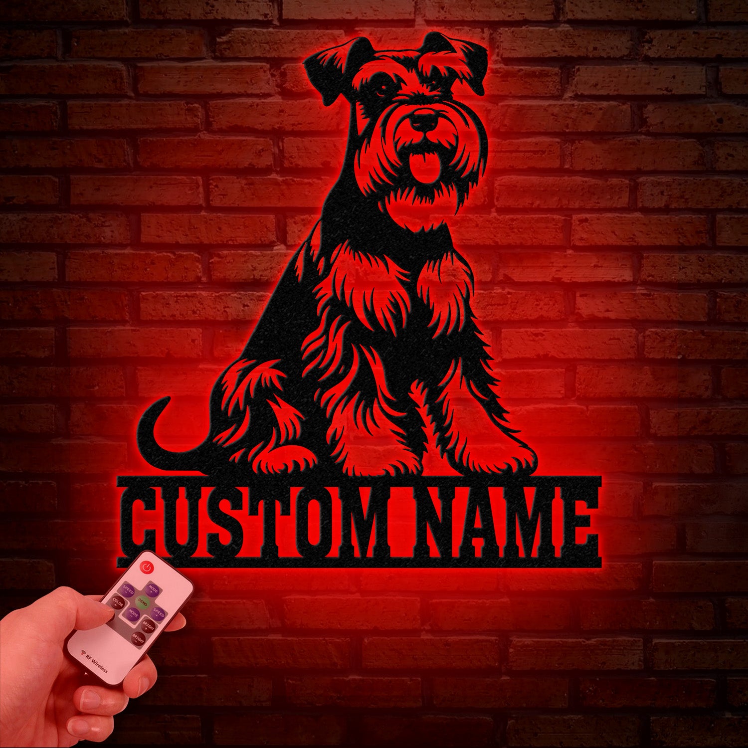 Metal Schnauzer Sign with LED Light, Custom Schnauzer Dog Decor, Personalized Dog House Sign, Schnauzer Metal Wall Art, Pet Lover Gift
