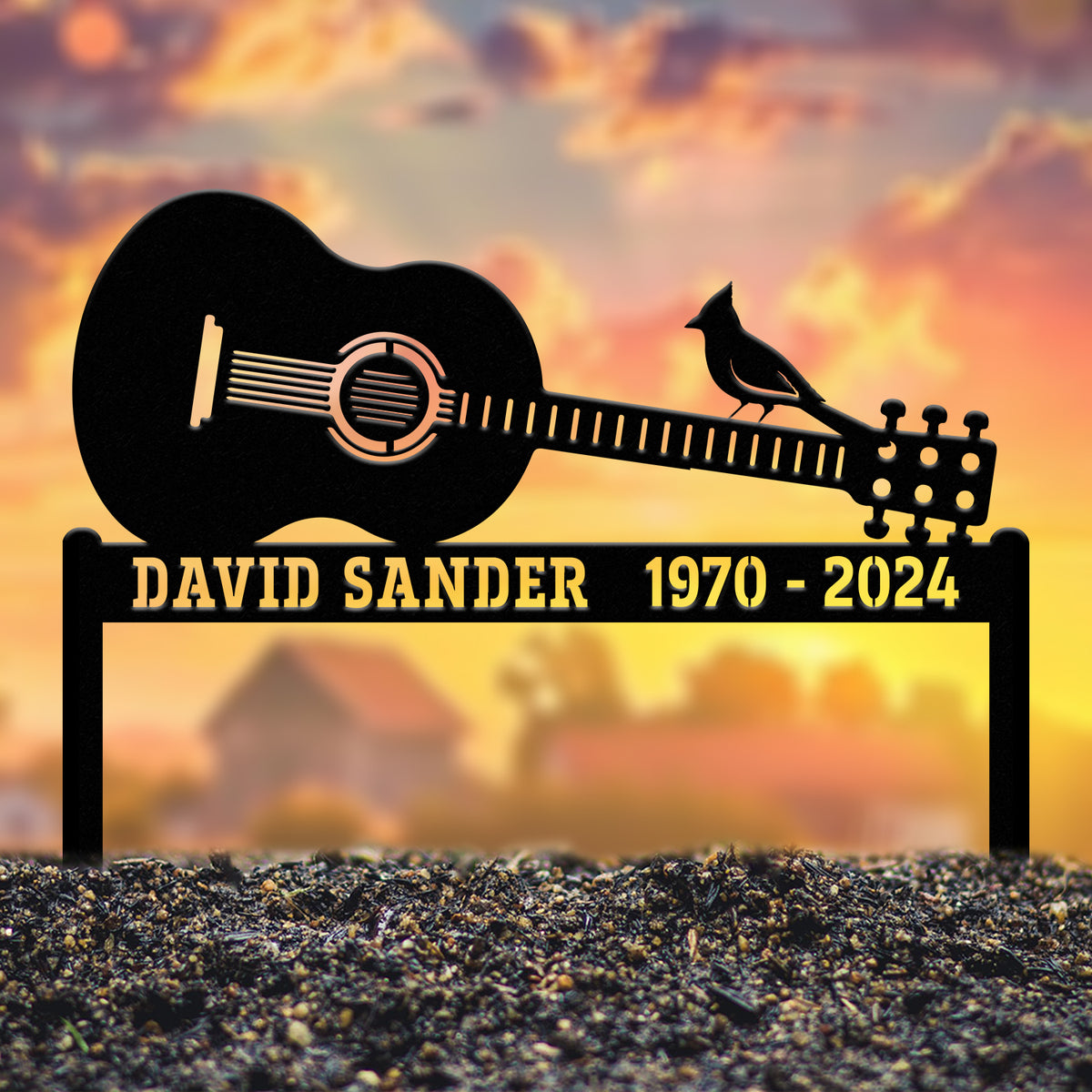 Personalized Guitar Memorial Plaque Stake, In Loving Memory Sign, Memorial Gift for Loss of Brother, Father, or Son, Sympathy Tribute Decor