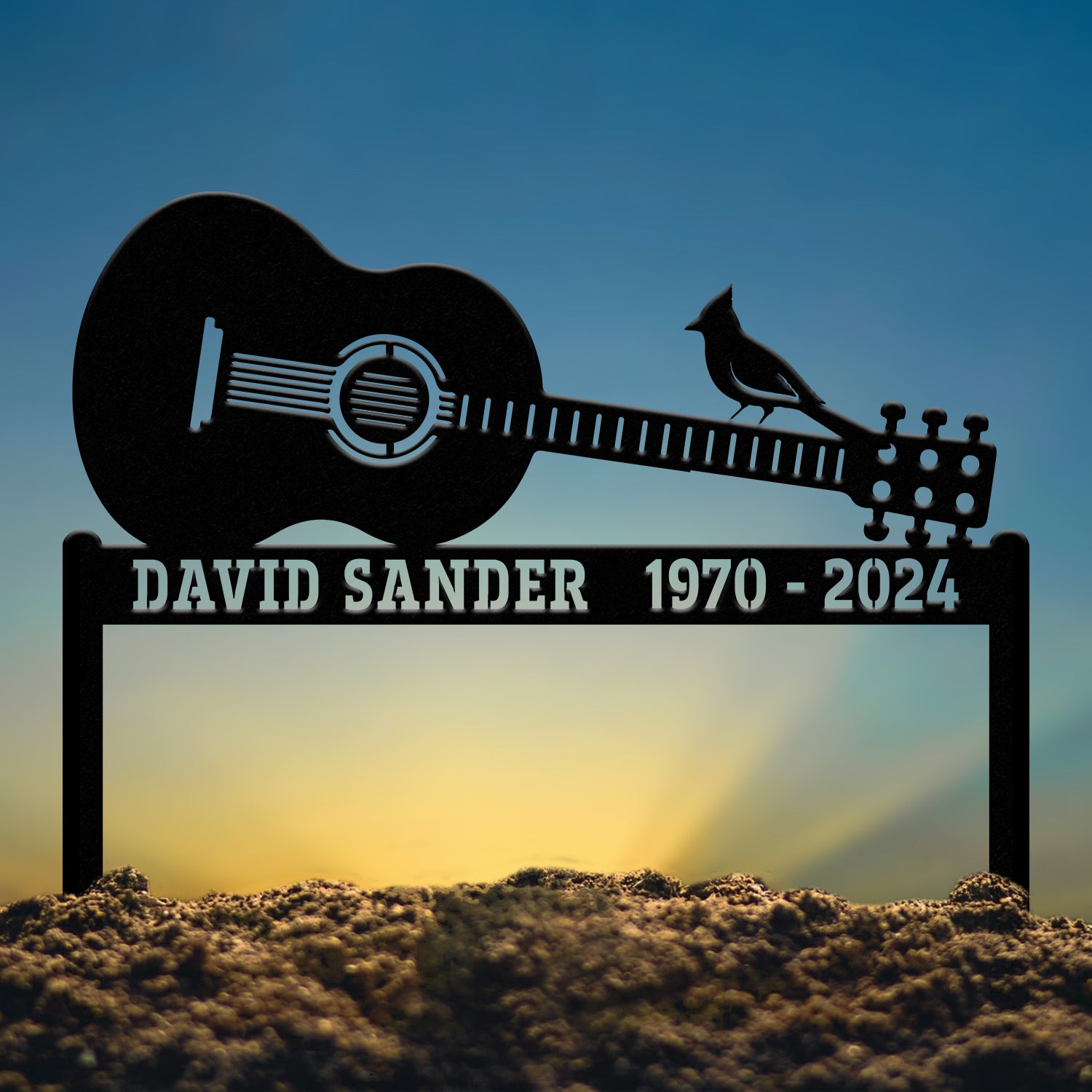 Personalized Guitar Memorial Plaque Stake, In Loving Memory Sign, Memorial Gift for Loss of Brother, Father, or Son, Sympathy Tribute Decor