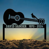 Personalized Guitar Memorial Plaque Stake, In Loving Memory Sign, Memorial Gift for Loss of Brother, Father, or Son, Sympathy Tribute Decor