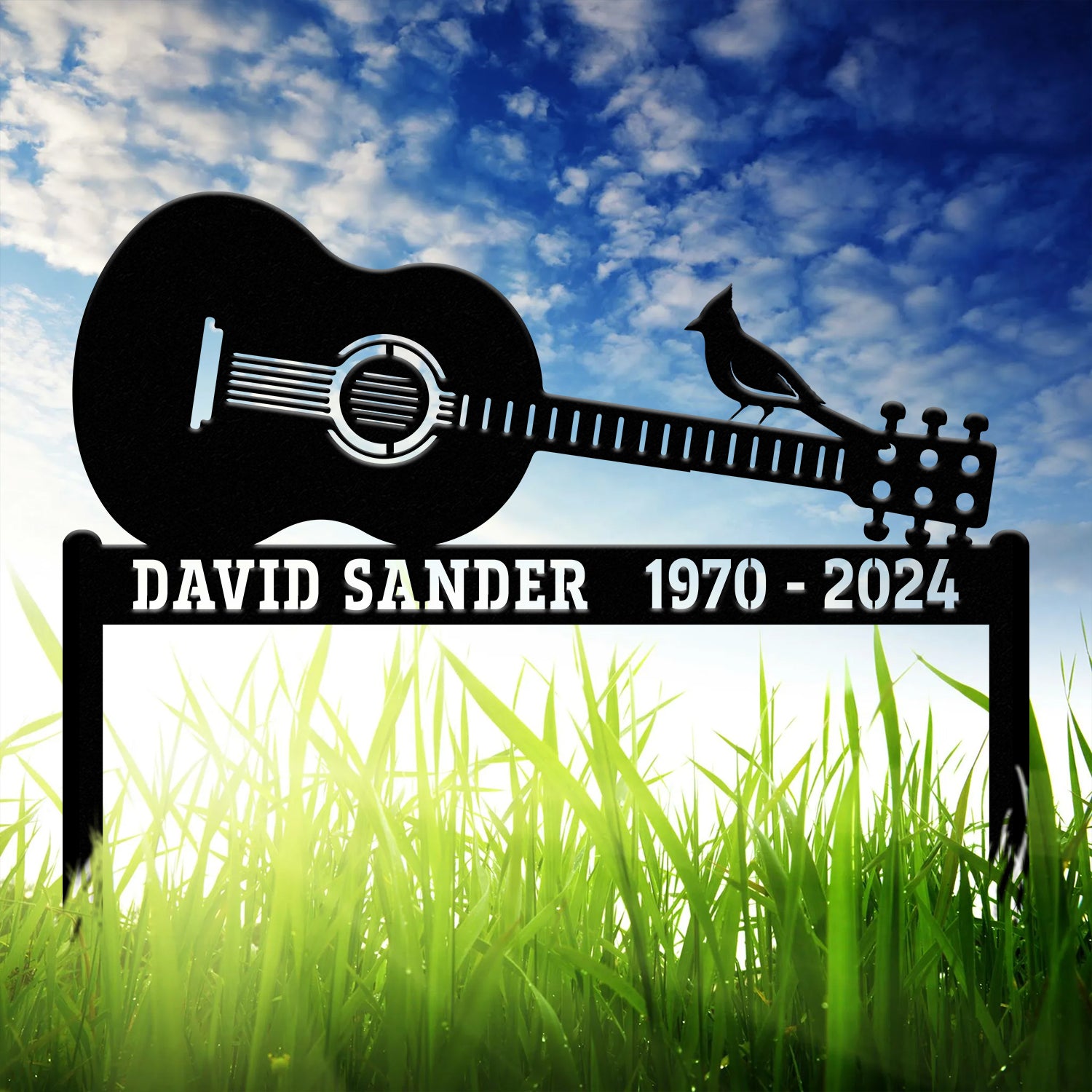 Personalized Guitar Memorial Plaque Stake, In Loving Memory Sign, Memorial Gift for Loss of Brother, Father, or Son, Sympathy Tribute Decor