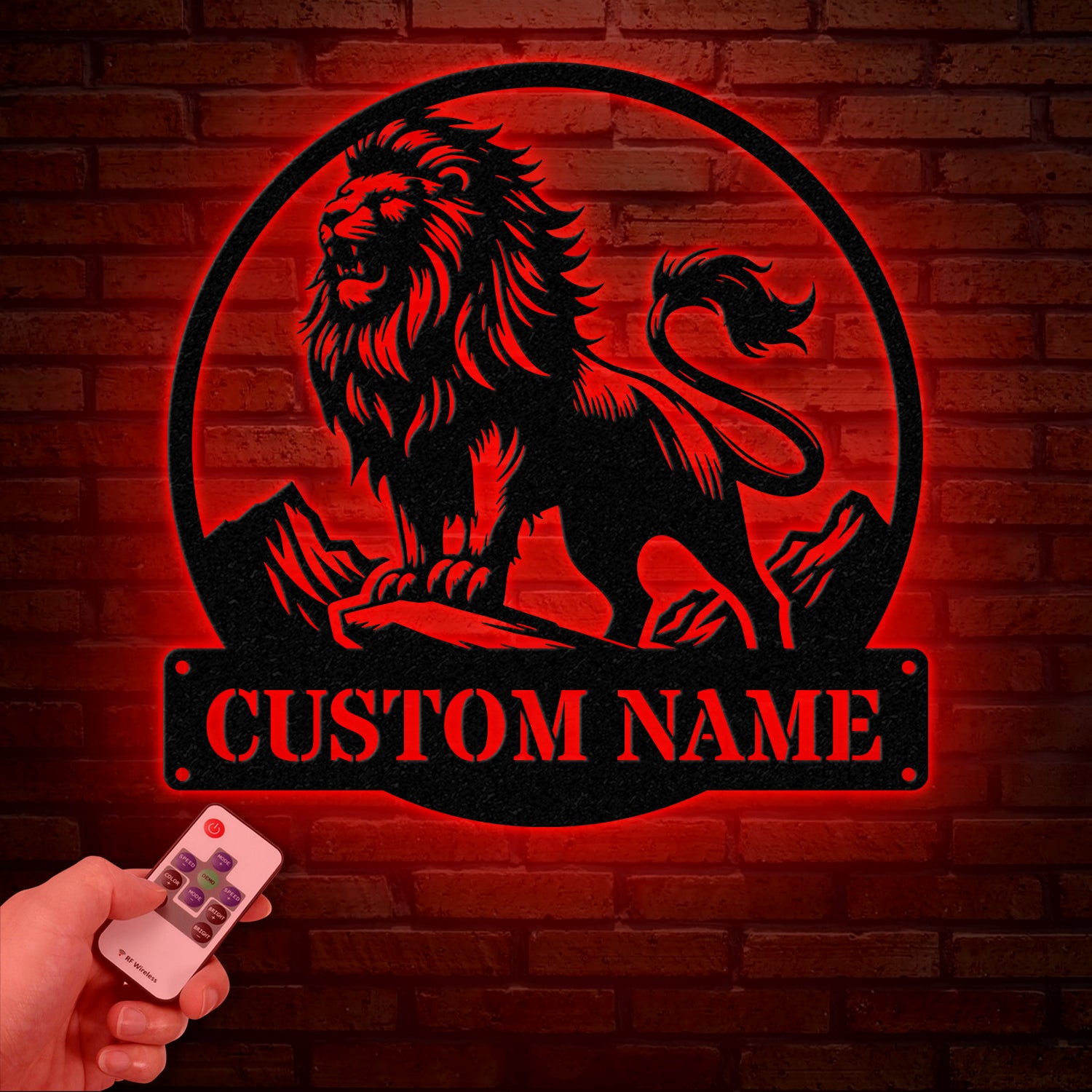 Custom Lion Metal Sign, Lion Head Metal Wall Art with Led Light, Personalized Lion Name Sign, Lion Metal Wall Decor, Nursery Wall Decor