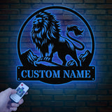 Custom Lion Metal Sign, Lion Head Metal Wall Art with Led Light, Personalized Lion Name Sign, Lion Metal Wall Decor, Nursery Wall Decor