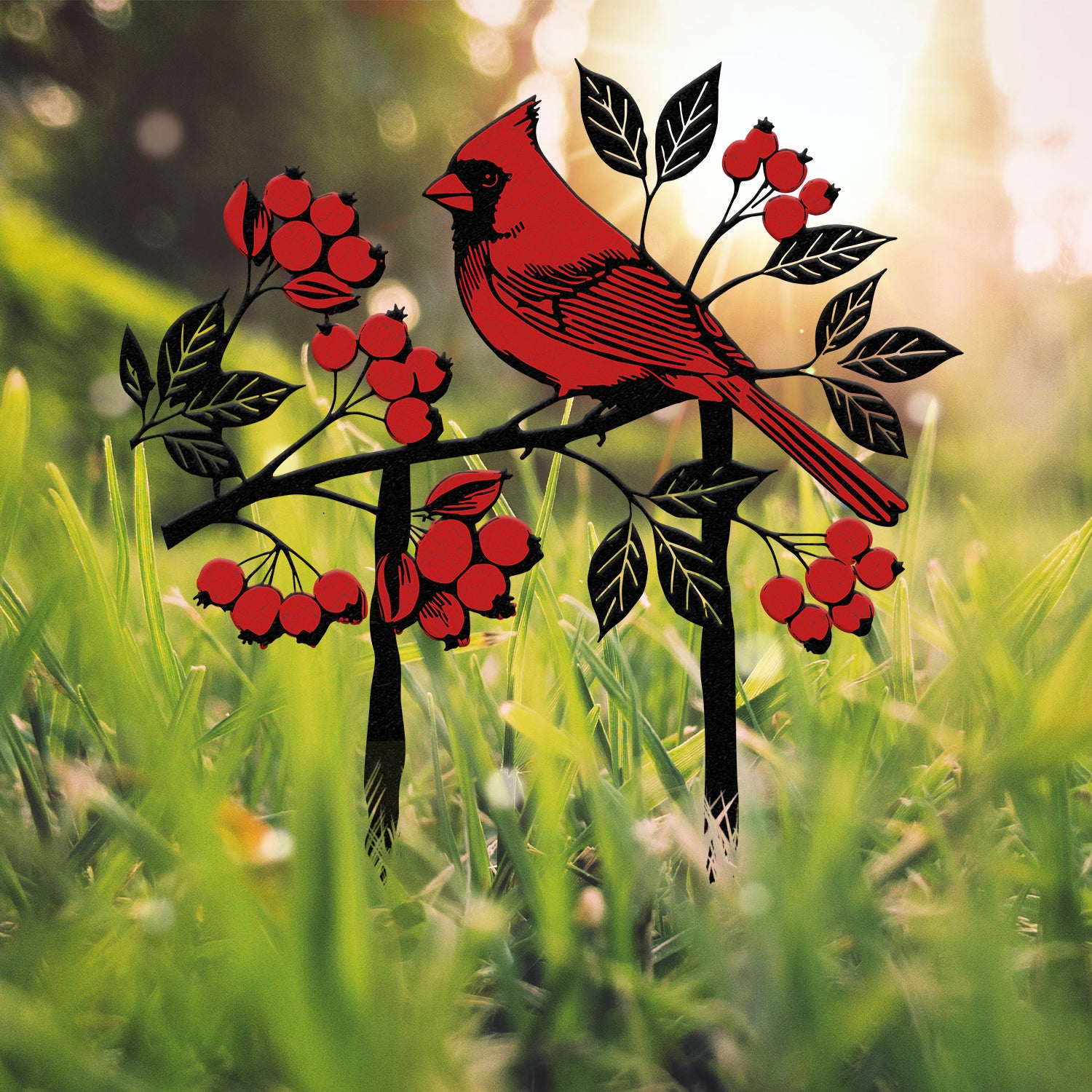 Cardinals Garden Metal Sign with Stake, Cardinal Garden Stake, Cardinal Sign, Cardinal Sign Cardinal Yard Art Christmas Gift