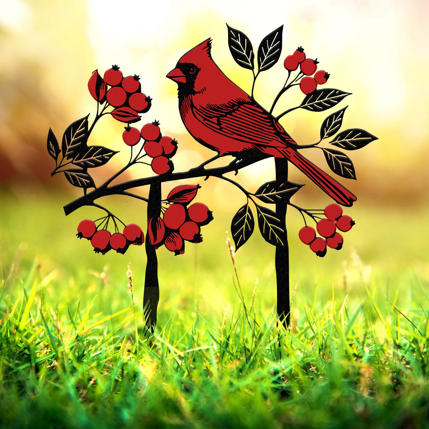 Cardinals Garden Metal Sign with Stake, Cardinal Garden Stake, Cardinal Sign, Cardinal Sign Cardinal Yard Art Christmas Gift