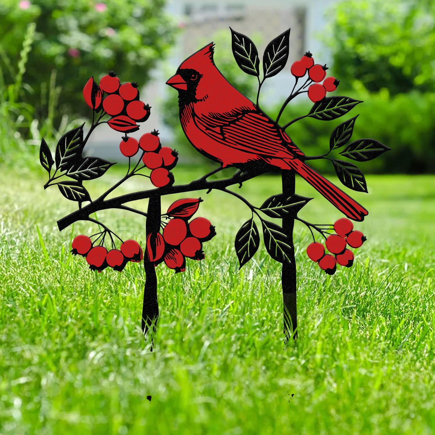 Cardinals Garden Metal Sign with Stake, Cardinal Garden Stake, Cardinal Sign, Cardinal Sign Cardinal Yard Art Christmas Gift