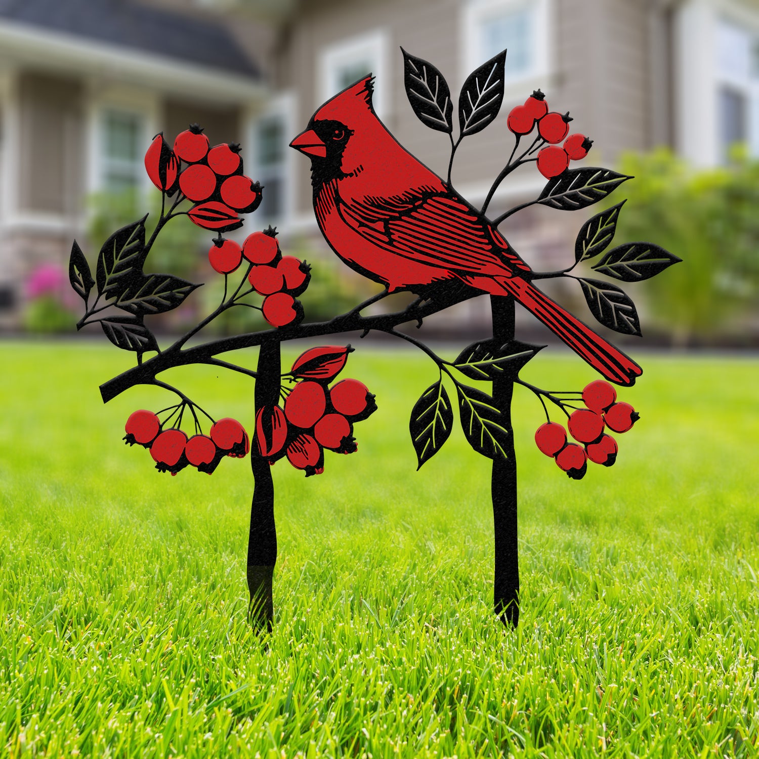 Cardinals Garden Metal Sign with Stake, Cardinal Garden Stake, Cardinal Sign, Cardinal Sign Cardinal Yard Art Christmas Gift