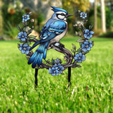 Custom Blue Jay Bird Garden Sign, Personalized Metal Garden Decor, Metal Bird Stake, Blue Jay Bird Stake, Gift For Gardener, Outdoor Decor