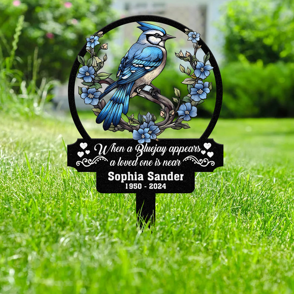 Personalized Blue Jay Memorial Plaque Stake, Memorial Gifts for Loss of Mother, Memorial Sign, In Loving Memory Gift, Gift Loss Of Father