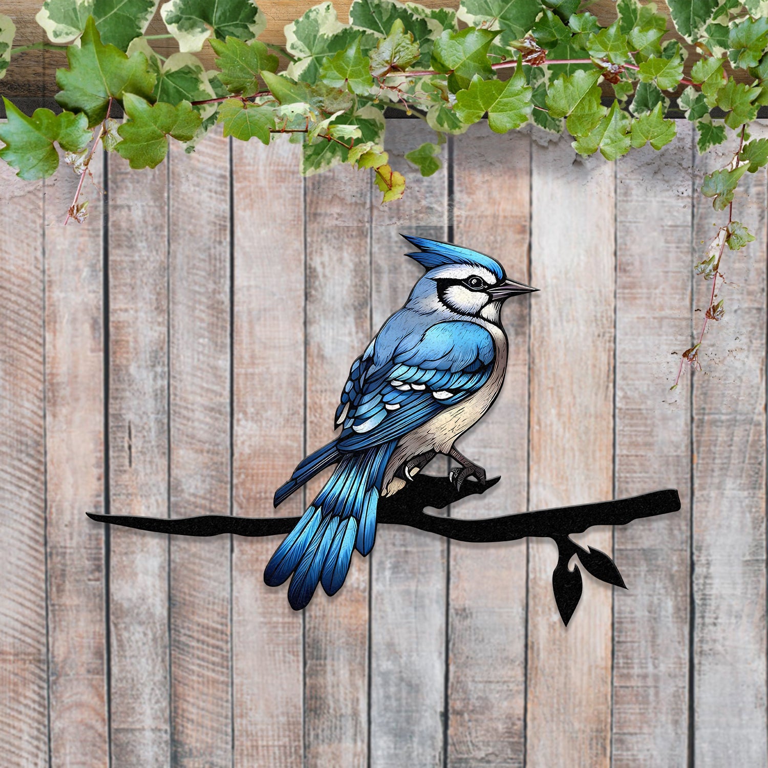 Blue Jay Metal Bird Yard Garden Art, Metal Yard Art, Tree sign, Memorial Sign, Bird Lover Gifts, Patio Decor, Christmas Gifts