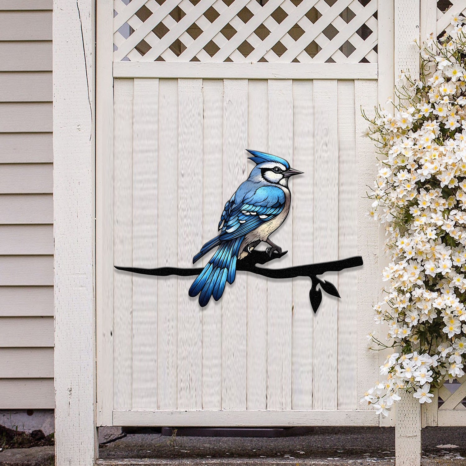 Blue Jay Metal Bird Yard Garden Art, Metal Yard Art, Tree sign, Memorial Sign, Bird Lover Gifts, Patio Decor, Christmas Gifts