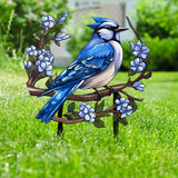 Custom Blue Jay Bird Garden Sign, Personalized Metal Garden Decor, Metal Bird Stake, Blue Jay Bird Stake, Gift For Gardener, Outdoor Decor