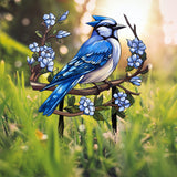 Custom Blue Jay Bird Garden Sign, Personalized Metal Garden Decor, Metal Bird Stake, Blue Jay Bird Stake, Gift For Gardener, Outdoor Decor