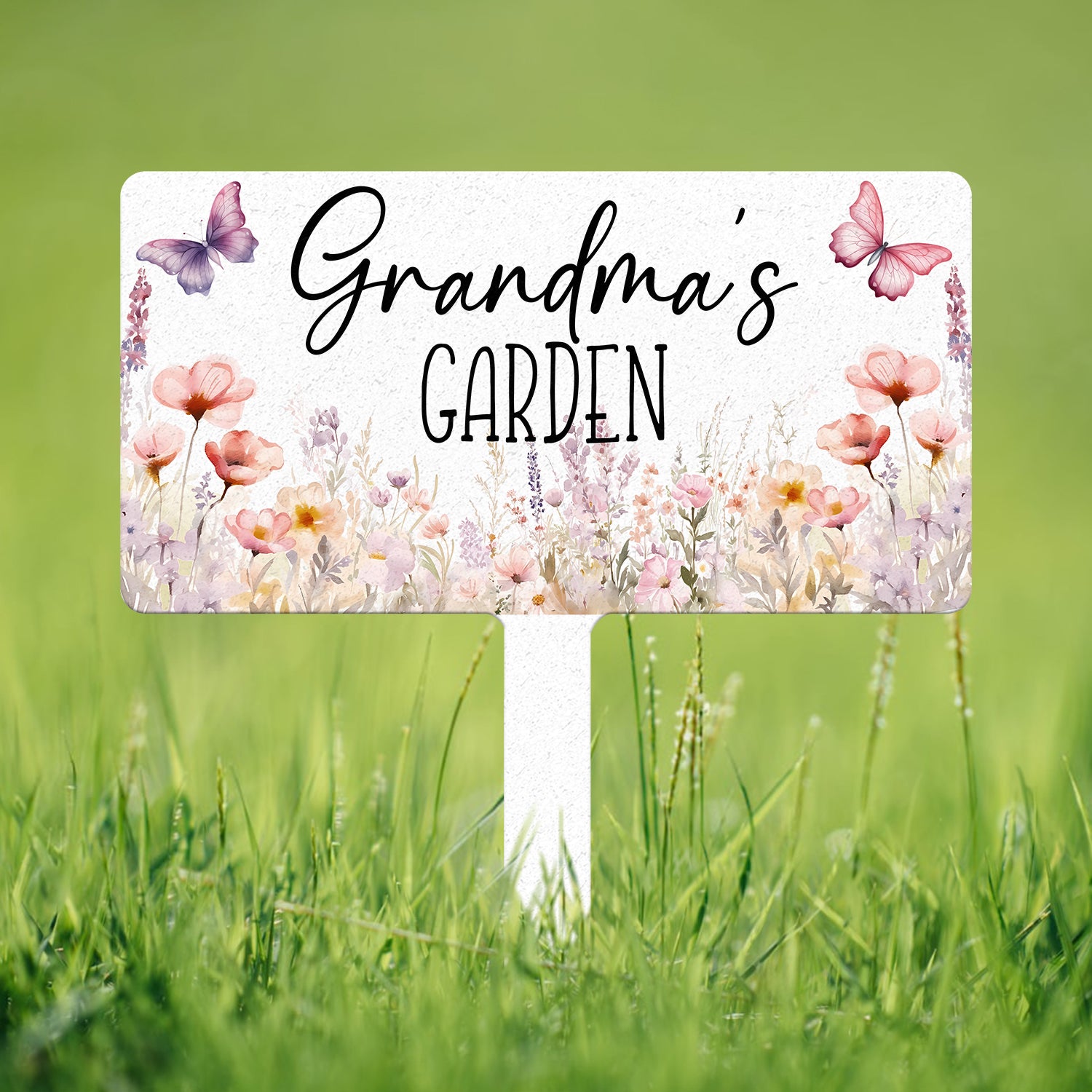 Custom Floral Butterfly Garden Sign, Personalized Name Garden Stake, Metal Garden Sign, Gardener Name Sign, Gardener Gift, Yard Decor
