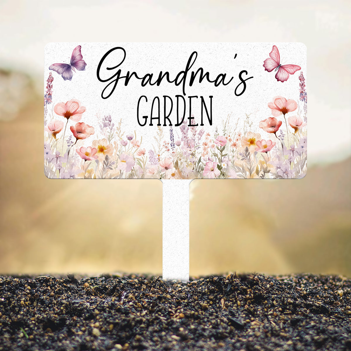 Custom Floral Butterfly Garden Sign, Personalized Name Garden Stake, Metal Garden Sign, Gardener Name Sign, Gardener Gift, Yard Decor