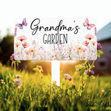 Custom Floral Butterfly Garden Sign, Personalized Name Garden Stake, Metal Garden Sign, Gardener Name Sign, Gardener Gift, Yard Decor