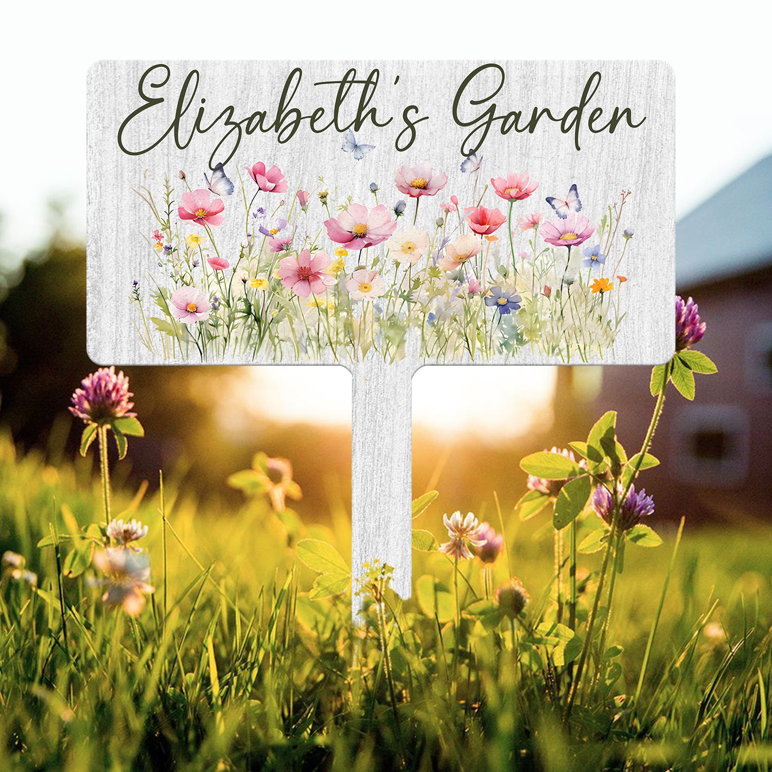 Custom Name Metal Garden Sign, Flower Garden Sign, Fairy Garden Stake, Outdoor Garden Yard Decor, Metal Fairy Garden Art, Gardener Gift