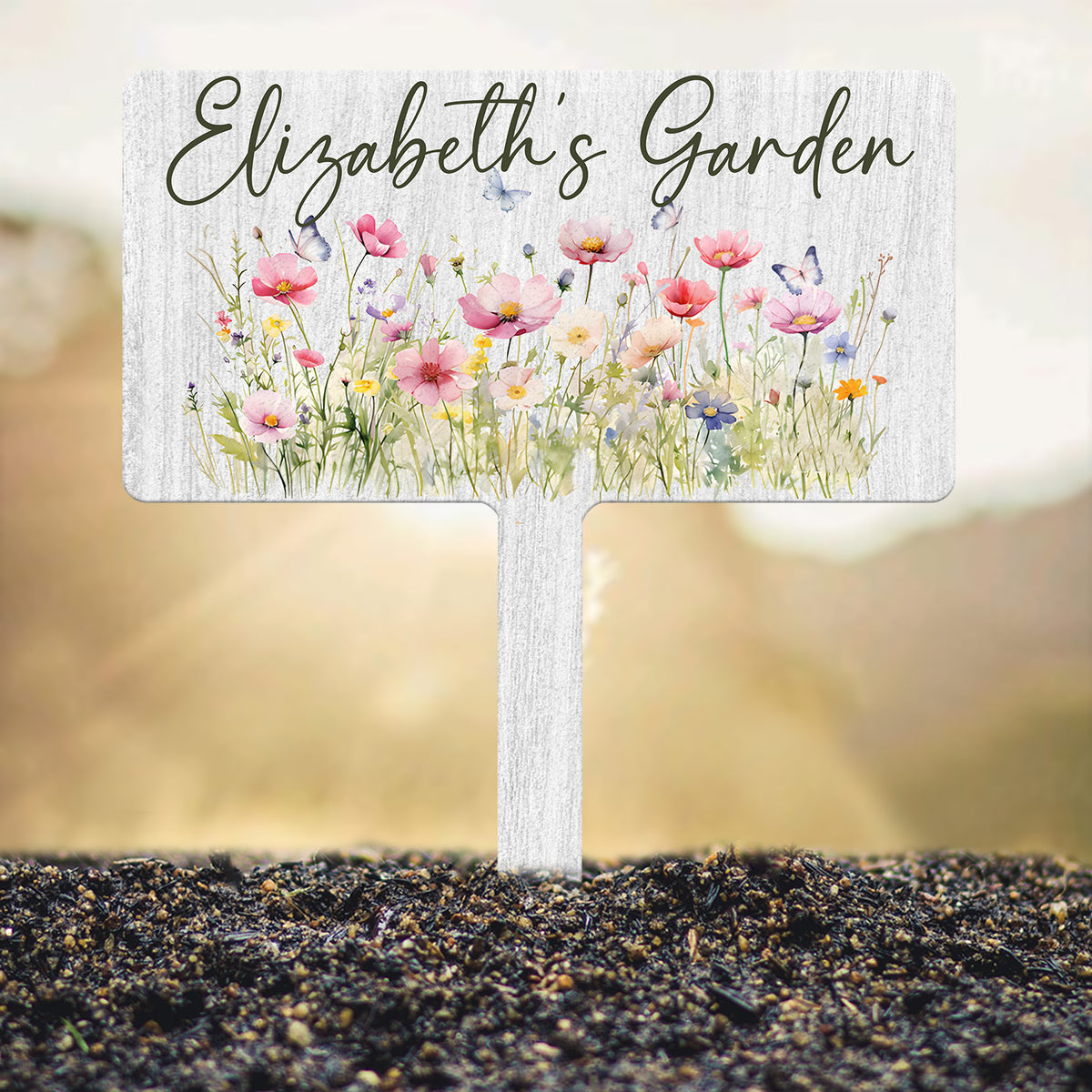 Custom Name Metal Garden Sign, Flower Garden Sign, Fairy Garden Stake, Outdoor Garden Yard Decor, Metal Fairy Garden Art, Gardener Gift