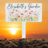 Custom Name Metal Garden Sign, Flower Garden Sign, Fairy Garden Stake, Outdoor Garden Yard Decor, Metal Fairy Garden Art, Gardener Gift