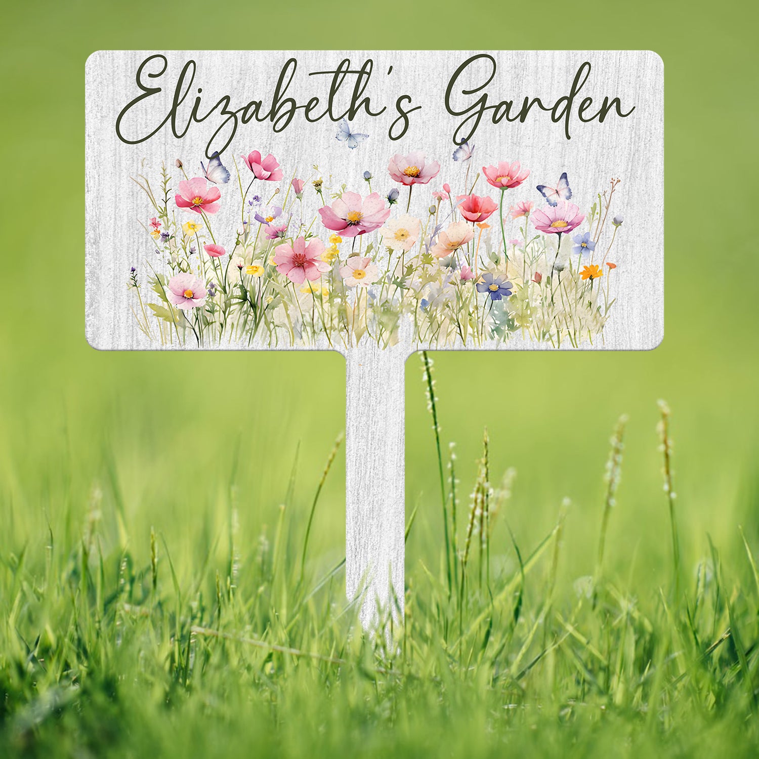 Custom Name Metal Garden Sign, Flower Garden Sign, Fairy Garden Stake, Outdoor Garden Yard Decor, Metal Fairy Garden Art, Gardener Gift