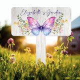 Custom Floral Butterfly Garden Sign, Personalized Name Garden Stake, Metal Garden Sign, Gardener Name Sign, Gardener Gift, Yard Decor
