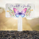 Custom Floral Butterfly Garden Sign, Personalized Name Garden Stake, Metal Garden Sign, Gardener Name Sign, Gardener Gift, Yard Decor