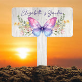 Custom Floral Butterfly Garden Sign, Personalized Name Garden Stake, Metal Garden Sign, Gardener Name Sign, Gardener Gift, Yard Decor