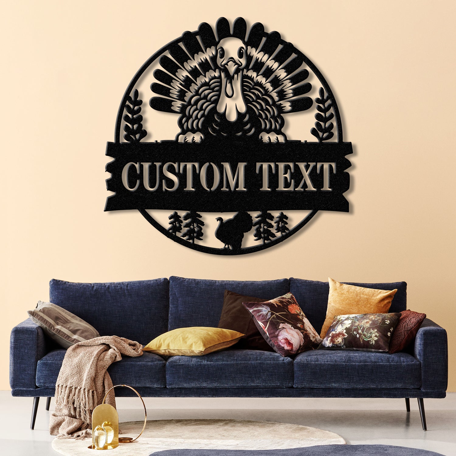 Custom Wild Turkey Farmhouse Metal Wall Art LED Light, Personalized Turkey Farm Sign Decor, Family Farm Name Sign, Christmas Gifts