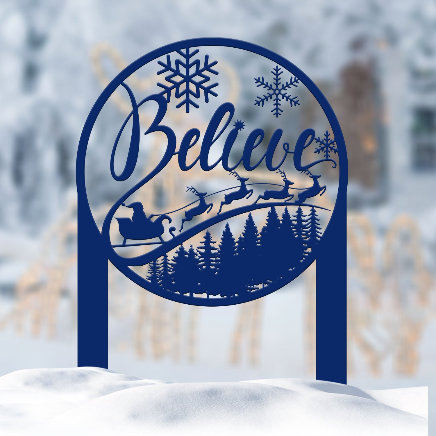 Believe Letter Metal Yard Stake, Outdoor Christmas Decor, Holiday Decor, Merry Christmas Sign, Outdoor Christmas Decoration, Patio Decor