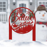 Believe Letter Metal Yard Stake, Outdoor Christmas Decor, Holiday Decor, Merry Christmas Sign, Outdoor Christmas Decoration, Patio Decor