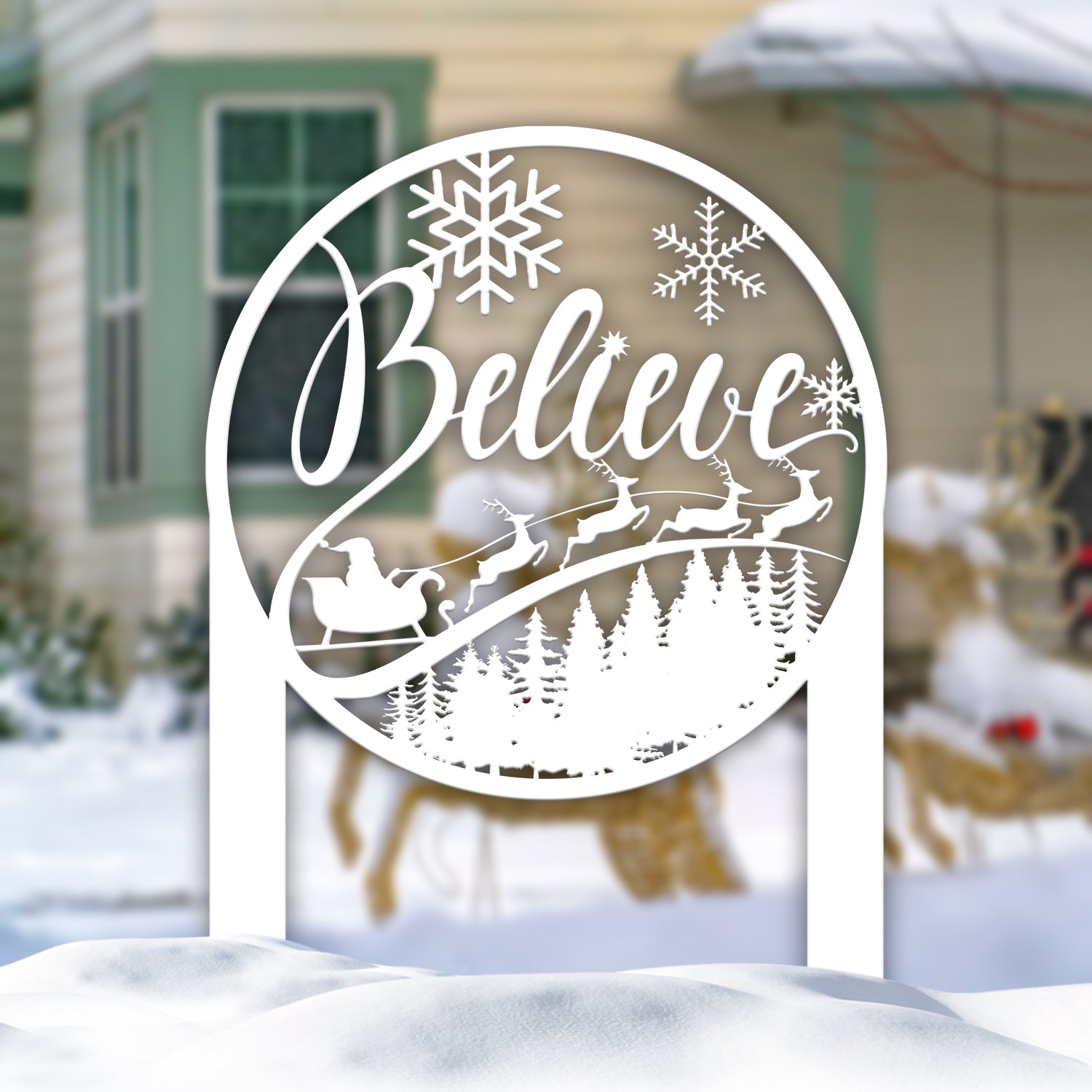 Believe Letter Metal Yard Stake, Outdoor Christmas Decor, Holiday Decor, Merry Christmas Sign, Outdoor Christmas Decoration, Patio Decor