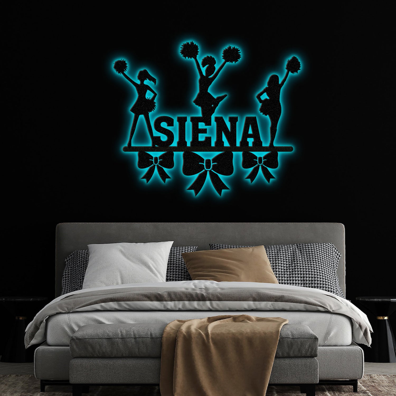 Custom Name Cheerleader Wall Art with Led Lights, Cheerleader Name Metal Sign, Cheerleader Wall Art, Cheer Team Gift, Girls Sports Decor