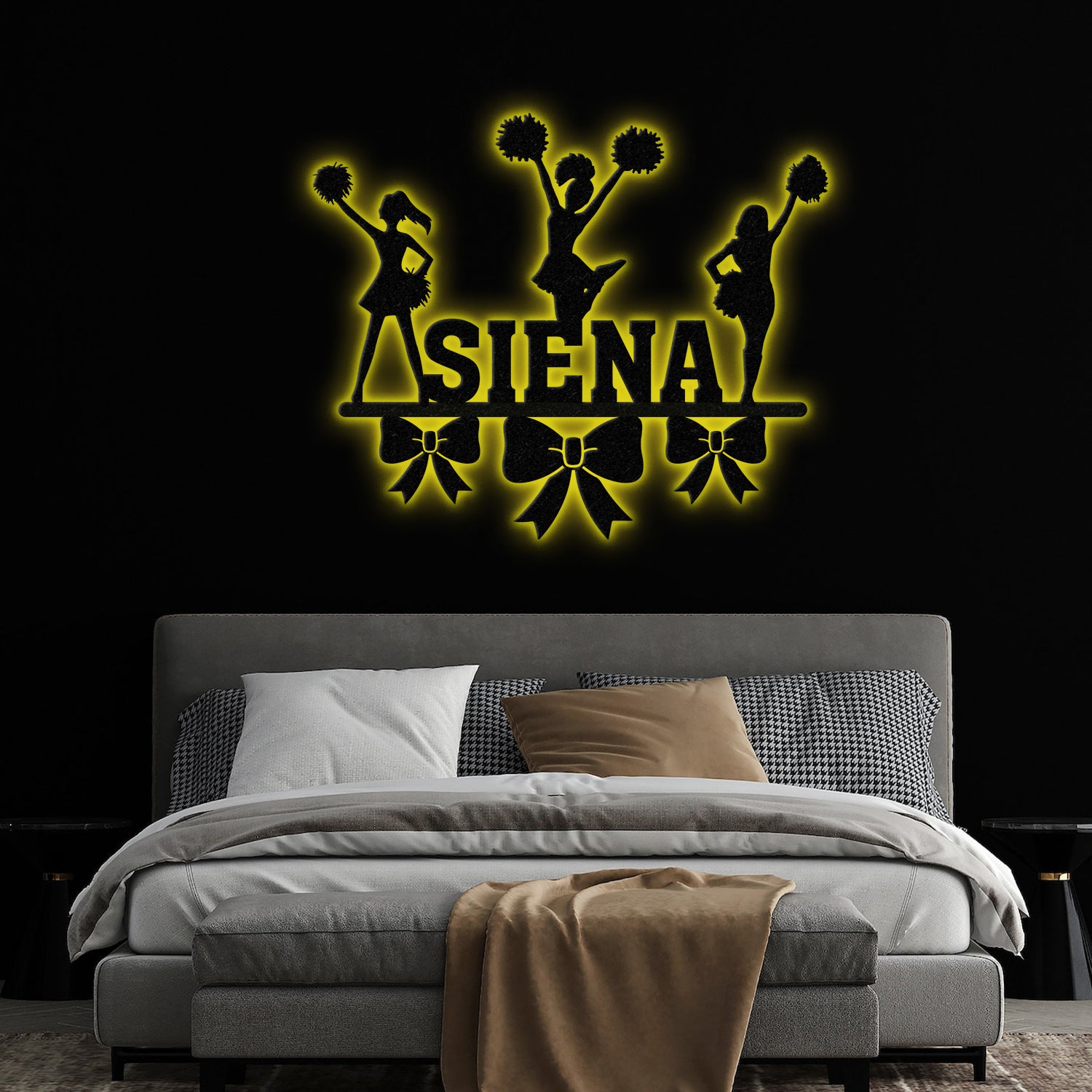 Custom Name Cheerleader Wall Art with Led Lights, Cheerleader Name Metal Sign, Cheerleader Wall Art, Cheer Team Gift, Girls Sports Decor