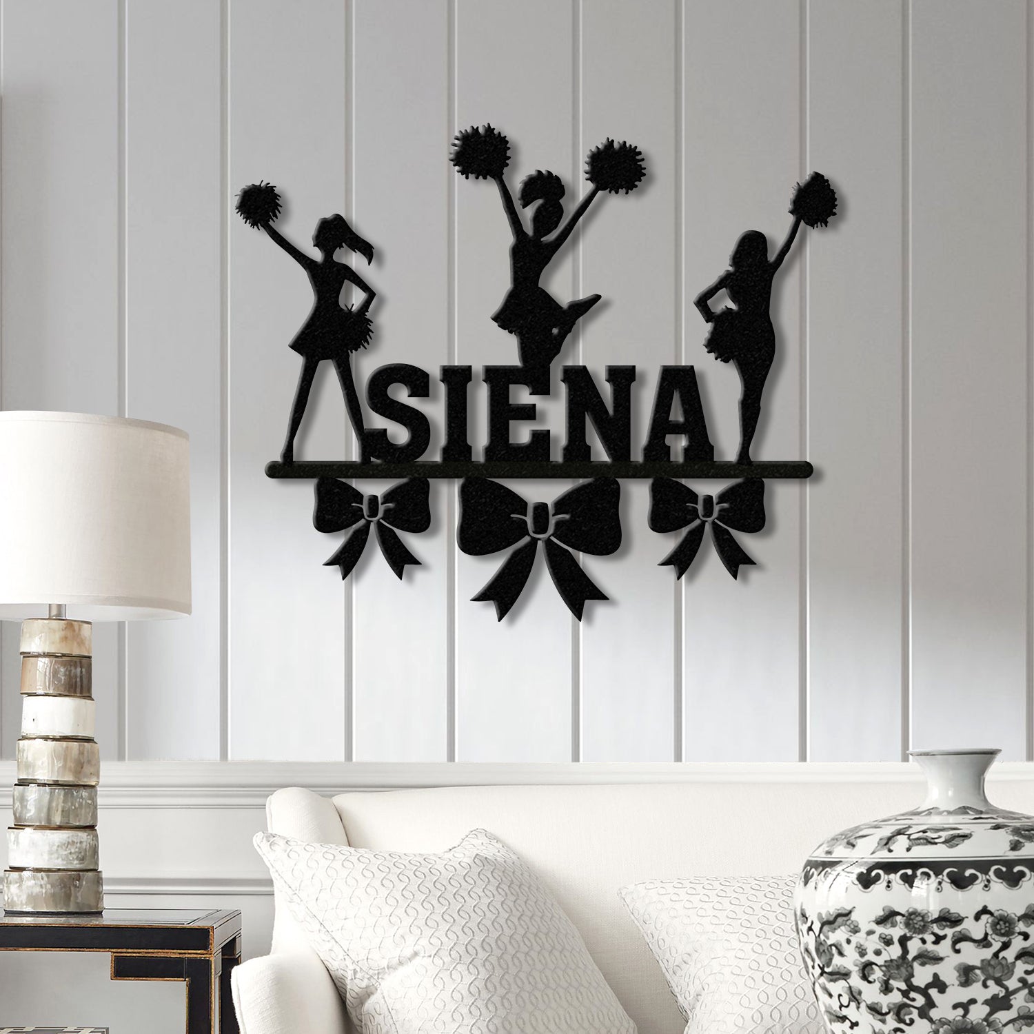 Custom Name Cheerleader Wall Art with Led Lights, Cheerleader Name Metal Sign, Cheerleader Wall Art, Cheer Team Gift, Girls Sports Decor