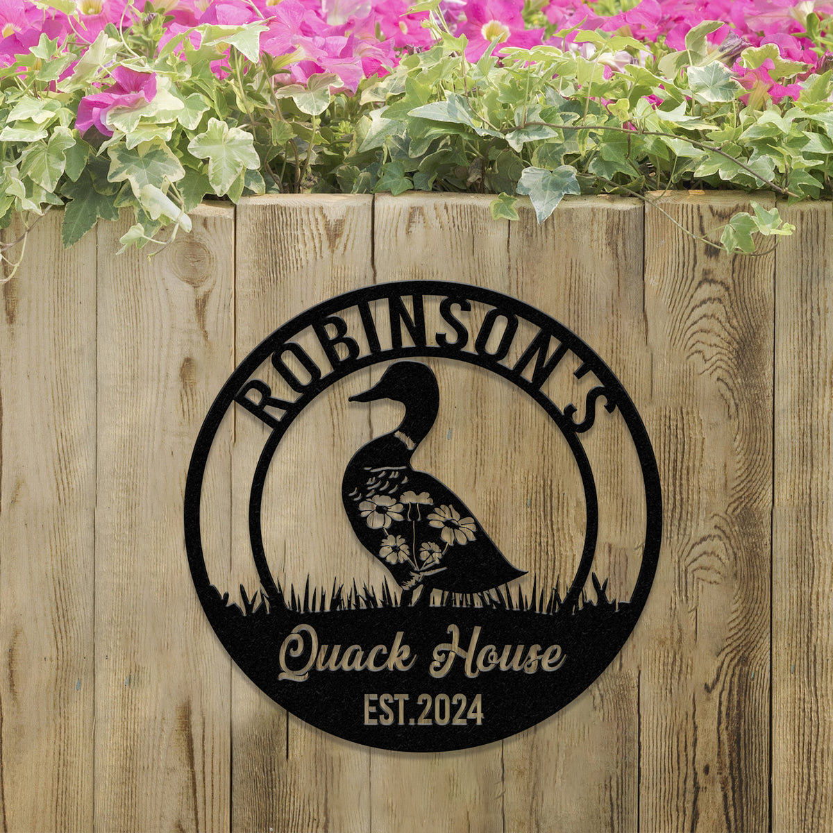 Custom Quack House Sign, Personalized Floral Duck Metal Sign, Farmhouse Decor, Duck Hutch Coop Sign,Quack Shack Cabin Decor, Farmer Gift