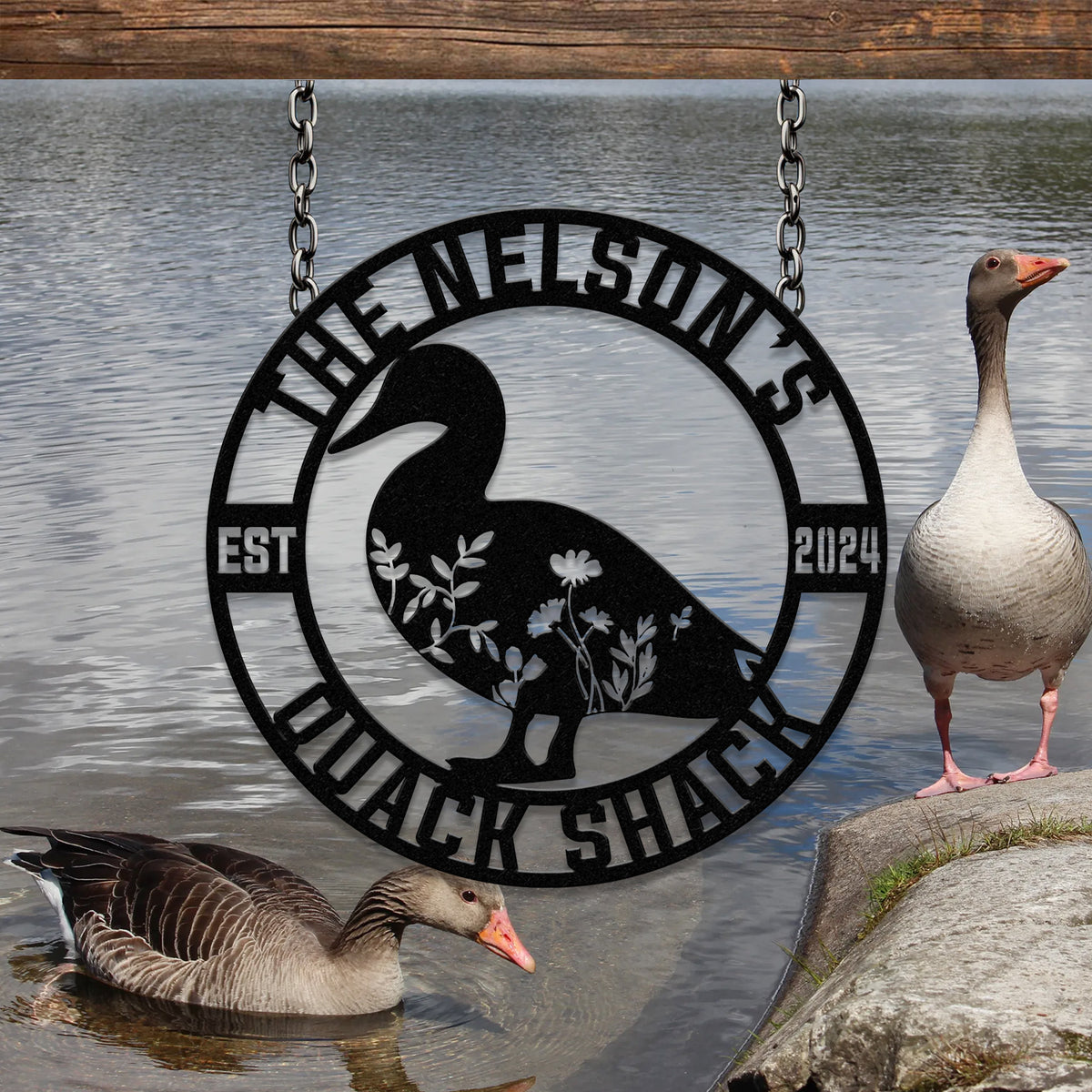 Custom Quack House Sign, Personalized Floral Duck Metal Sign, Farmhouse Decor, Duck Hutch Coop Sign,Quack Shack Cabin Decor, Farmer Gift