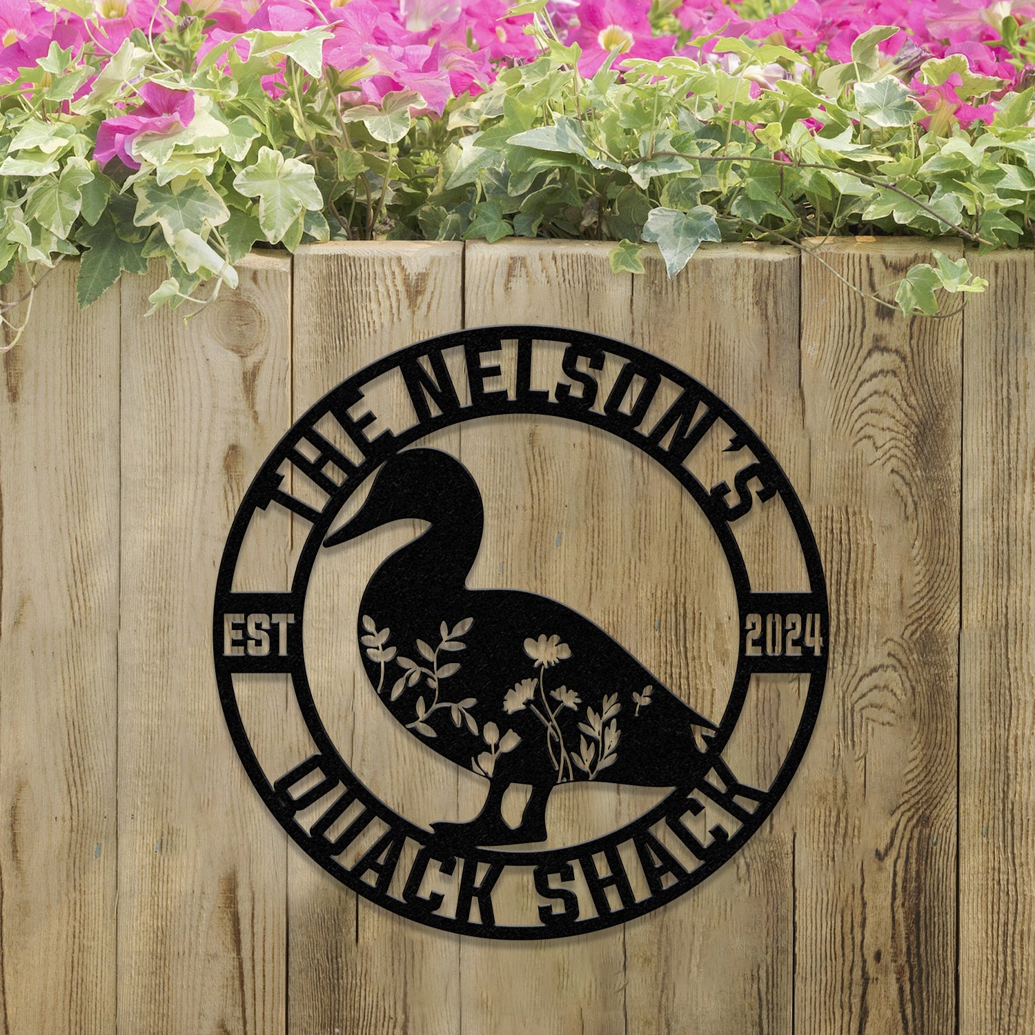 Custom Quack House Sign, Personalized Floral Duck Metal Sign, Farmhouse Decor, Duck Hutch Coop Sign,Quack Shack Cabin Decor, Farmer Gift