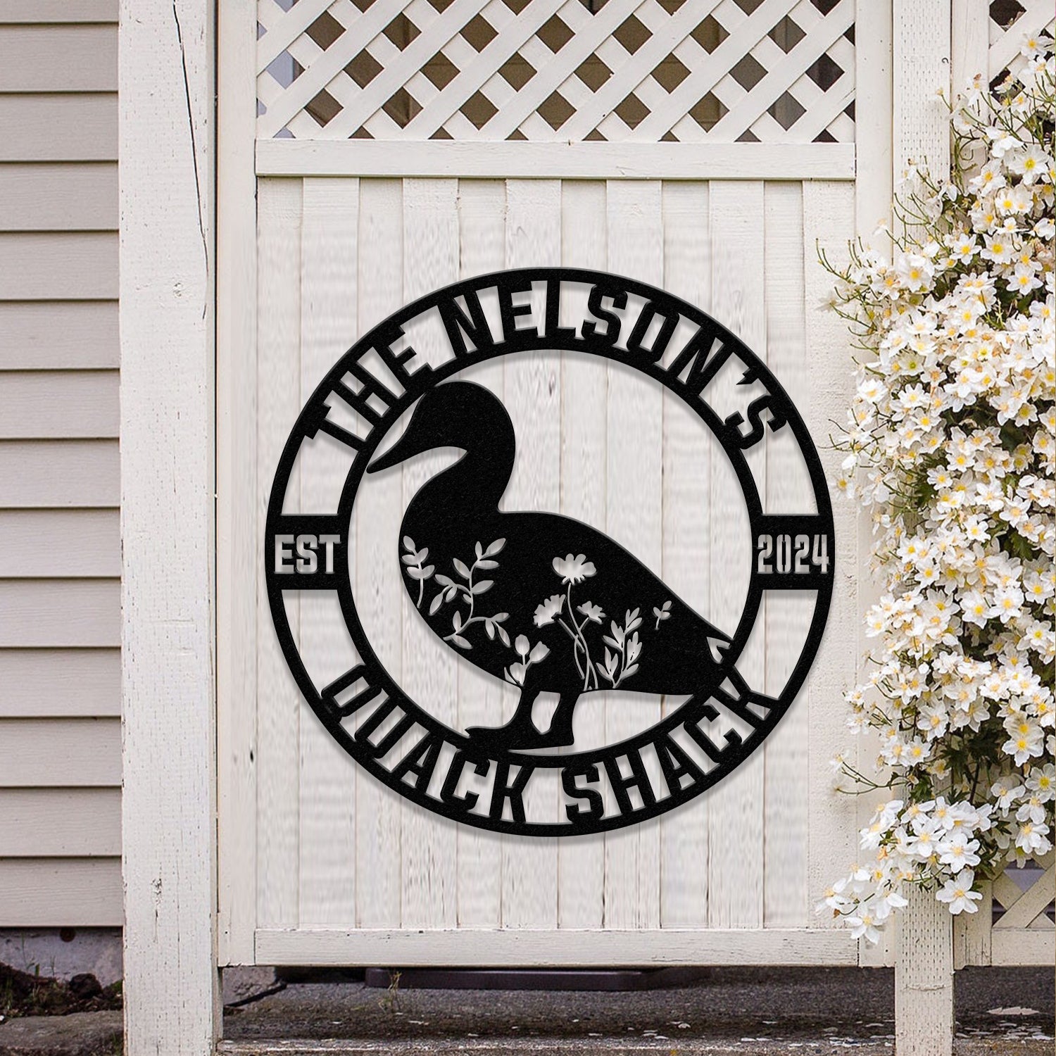 Custom Quack House Sign, Personalized Floral Duck Metal Sign, Farmhouse Decor, Duck Hutch Coop Sign,Quack Shack Cabin Decor, Farmer Gift