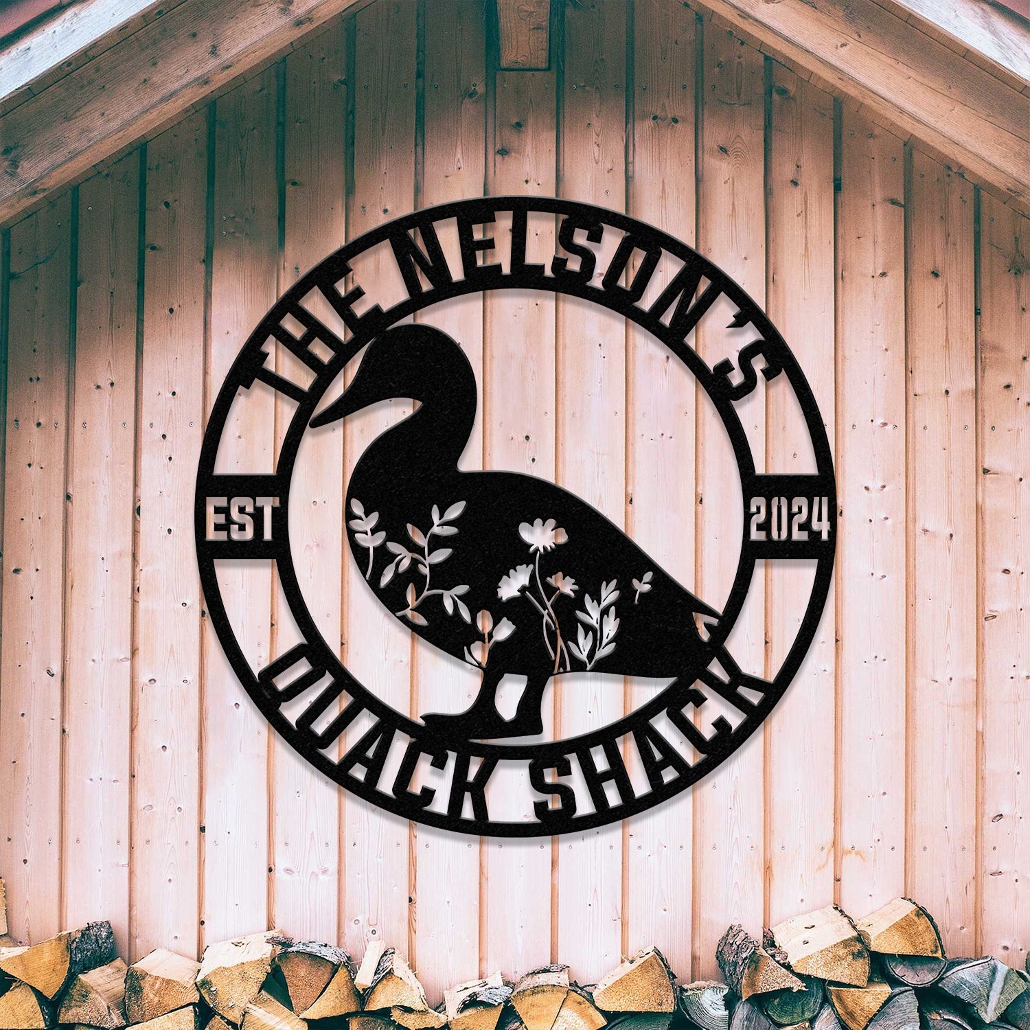 Custom Quack House Sign, Personalized Floral Duck Metal Sign, Farmhouse Decor, Duck Hutch Coop Sign,Quack Shack Cabin Decor, Farmer Gift