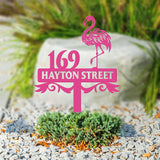 Custom Flamingo Address Sign, Flamingo Stake, Flamingo House Number Sign, Beach Flamingo Metal Sign, Tropical Metal Sign, Address Plaque