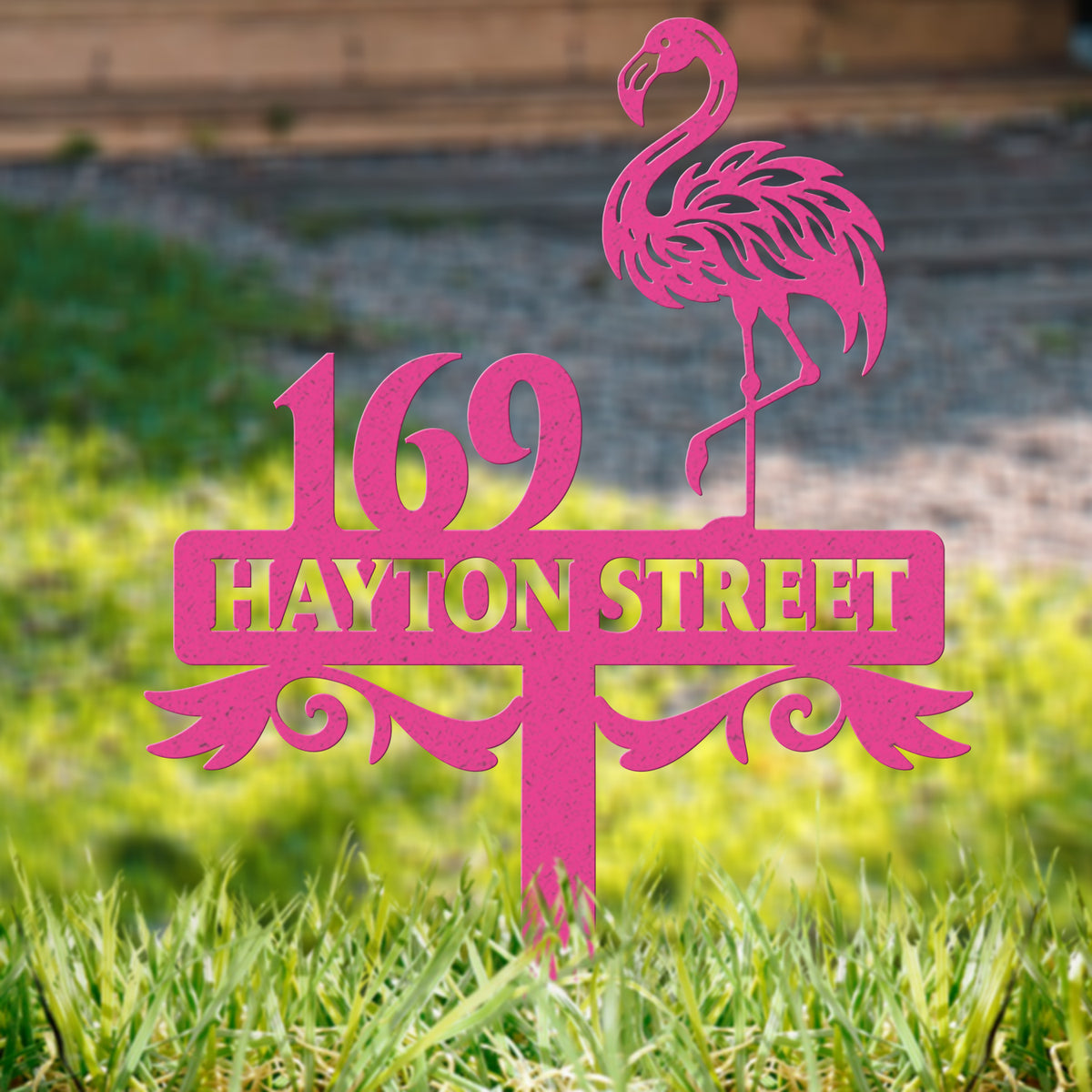 Custom Flamingo Address Sign, Flamingo Stake, Flamingo House Number Sign, Beach Flamingo Metal Sign, Tropical Metal Sign, Address Plaque