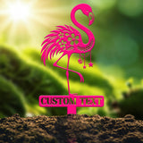 Custom Pink Flamingo Yard Stake, Personalized Flamingo Metal Sign, Pool Sign, Flamingo Decor, Garden Decor, Beach House Gifts, Wedding Gift