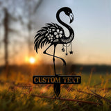 Custom Pink Flamingo Yard Stake, Personalized Flamingo Metal Sign, Pool Sign, Flamingo Decor, Garden Decor, Beach House Gifts, Wedding Gift