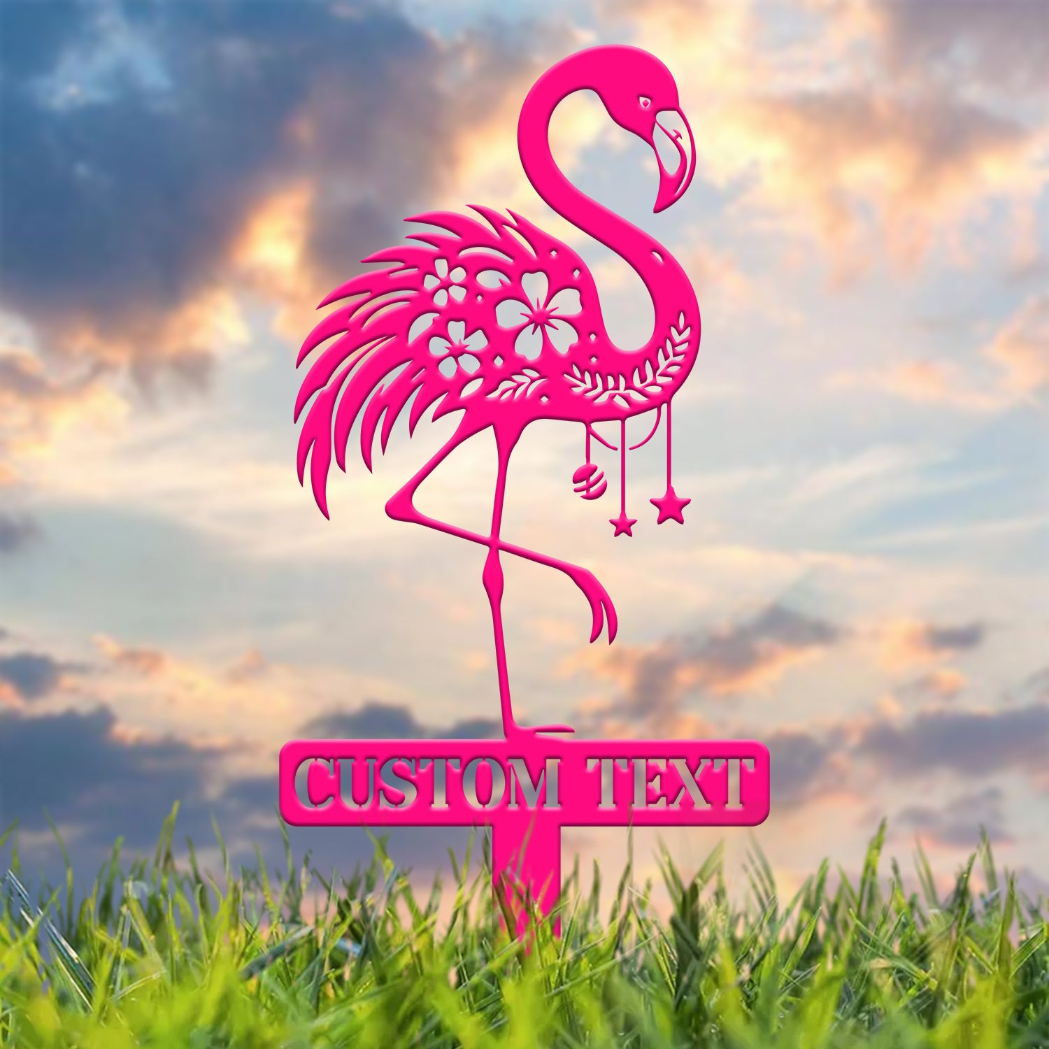Custom Pink Flamingo Yard Stake, Personalized Flamingo Metal Sign, Pool Sign, Flamingo Decor, Garden Decor, Beach House Gifts, Wedding Gift