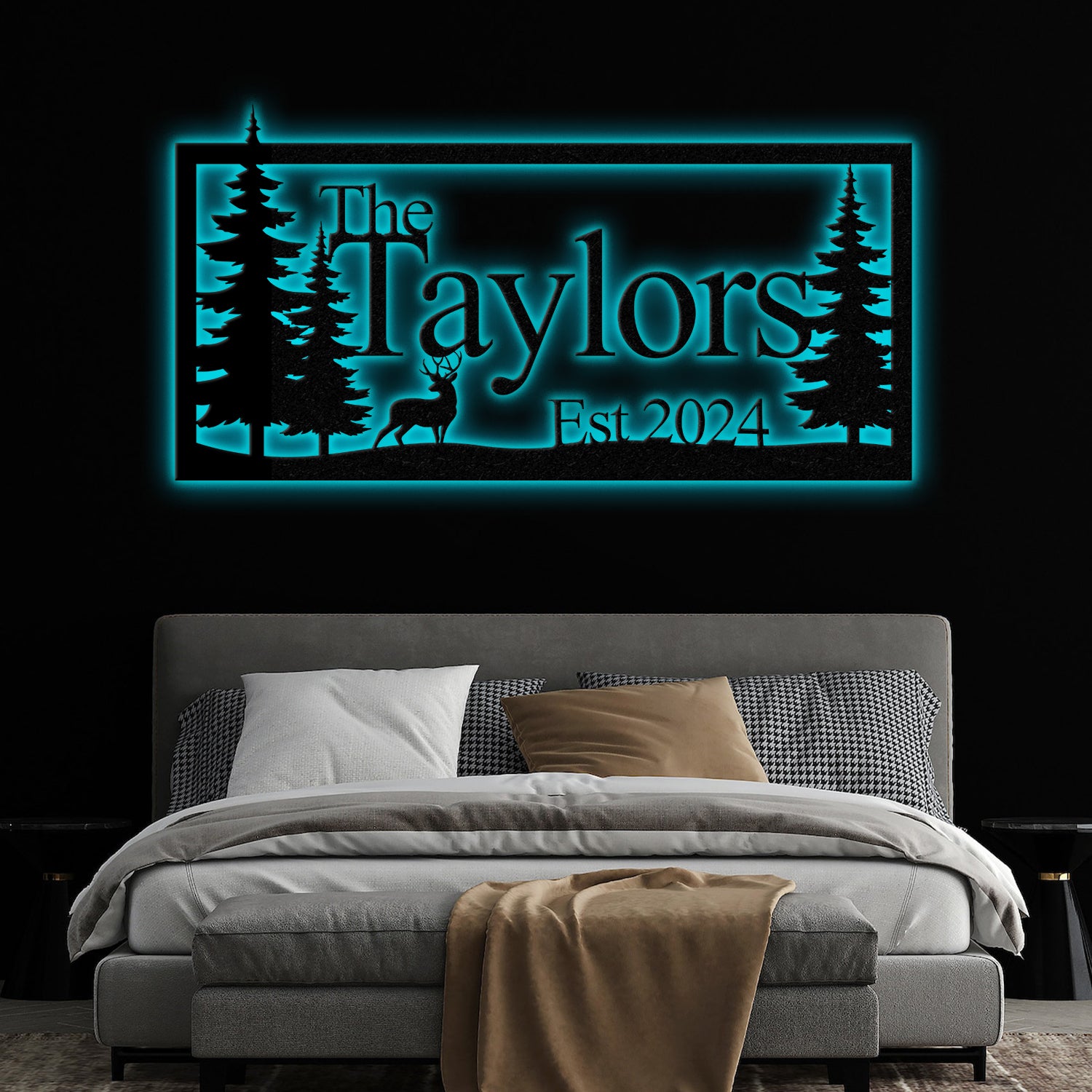 Custom Deer Metal Cabin Sign, Personalized Family Name Sign, Lake Home Decor, Cabin Decor, Metal Wall Art, Outdoor Sign, Deer Hunter Gift